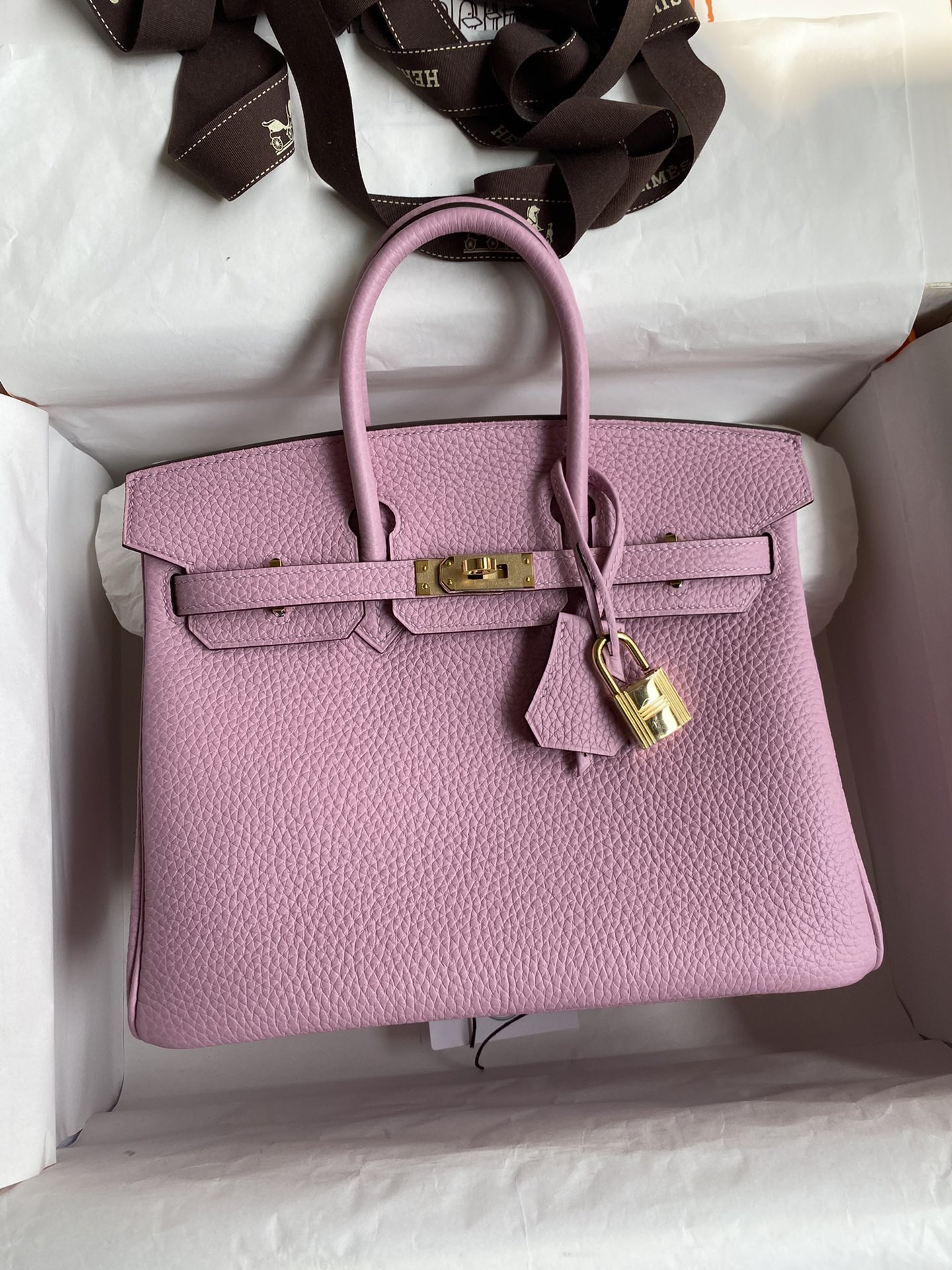 Hermes Birkin 25CM Togo Leather Handbag Mauve Sylvestre